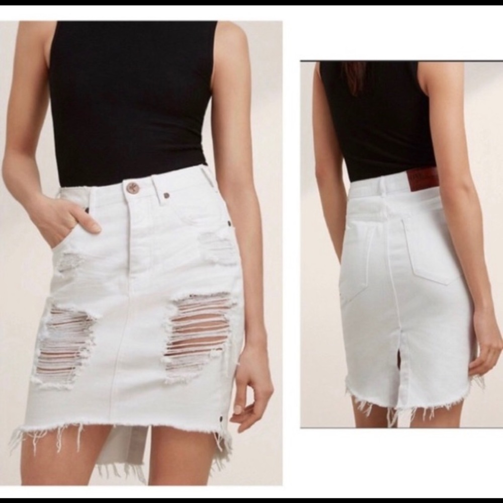 NWOT ONE TEASPOON 2020 SKIRT WHITE DENIM